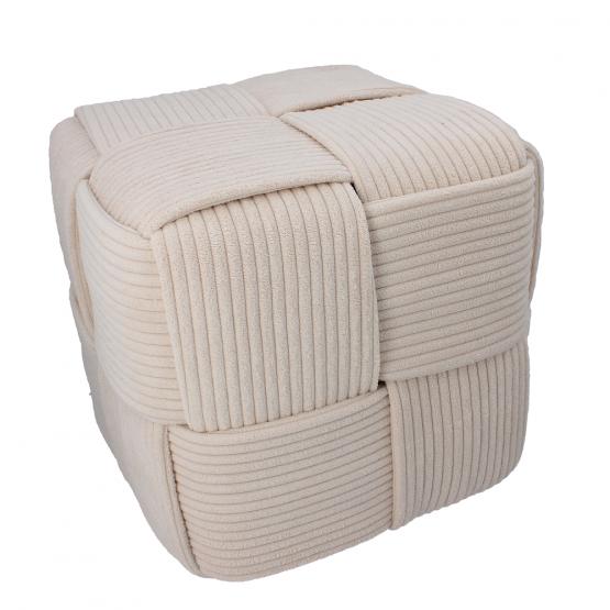 PUFA KOSTKA PLECIONA 40 X 40 X 40 CM KREMOWA 