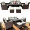 ZESTAW MEBLI OGRODOWYCH RATTAN STÓŁ SOFA FOTELE 7 OSÓB TARAS PATIO