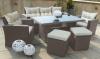 ZESTAW MEBLI OGRODOWYCH RATTAN STÓŁ SOFA FOTELE 7 OSÓB TARAS PATIO