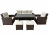 ZESTAW MEBLI OGRODOWYCH RATTAN STÓŁ SOFA FOTELE 7 OSÓB TARAS PATIO