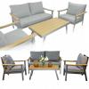 ZESTAW MEBLI OGRODOWYCH LUBLANA ALUMINIOWY SOFA 2 FOTELE STOLIK SZARY
