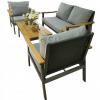 ZESTAW MEBLI OGRODOWYCH LUBLANA ALUMINIOWY SOFA 2 FOTELE STOLIK SZARY