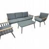 ZESTAW MEBLI OGRODOWYCH SZARY SOFA 3 OS. 2 FOTELE STOLIK PODUSZKI