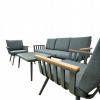 ZESTAW MEBLI OGRODOWYCH SZARY SOFA 3 OS. 2 FOTELE STOLIK PODUSZKI