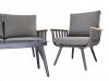 ZESTAW MEBLI OGRODOWYCH SZARY SOFA 2 FOTELE STOLIK PODUSZKI ALUMINIUM