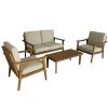 Zestaw Mebli Aluminiowych Tirana Garden Line Beżowy z Beżowymi Poduszkami - (Sofa + 2 Fotele + Stolik) 