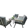 Zestaw Mebli Aluminiowych Garden Line (Sofa + 2 Fotele + Stolik) - Szary z Szarymi Poduszkami