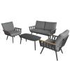 Zestaw Mebli Aluminiowych Garden Line (Sofa + 2 Fotele + Stolik)  - Szary z Szarymi Poduszkami