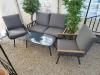 Zestaw Mebli Aluminiowych Garden Line (Sofa + 2 Fotele + Stolik)  - Szary z Szarymi Poduszkami