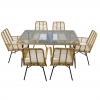 Zestaw Mebli Ogrodowych Garden Line Brązowy z Beżowymi Poduszkami (Stół + 6 Krzeseł)