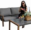 Zestaw Mebli Aluminiowych Astana Garden Line Szary z Szarymi Poduszkami (Sofa + 2 Fotele + Stolik)