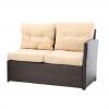 Zestaw Mebli Rattanowych Garden Line Brązowy z Kremowymi Poduszkami (Sofa Narożna + 2 Pufy + Stolik z Regulowaną Wysokością)