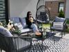 Zestaw Mebli Ogrodowych z Plecionej Liny Garden Line Antracyt + Szare Poduszki (2 Fotele + Sofa + Stolik)