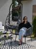 Zestaw Mebli Ogrodowych z Plecionej Liny Garden Line Antracyt + Szare Poduszki (2 Fotele + Sofa + Stolik)