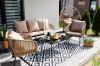 Zestaw Mebli Ogrodowych z Plecionej Liny Garden Line Beżowy + Beżowe Poduszki (2 Fotele + Sofa + Stolik)