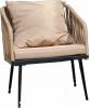 Zestaw Mebli Ogrodowych z Plecionej Liny Garden Line Beżowy + Beżowe Poduszki (2 Fotele + Sofa + Stolik)