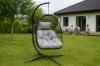 Fotel Wiszący Hage Garden Line Szary z Ciemnoszarą Poduszką i Czarną Ramą
