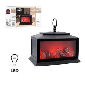 LAMPION LED Z EFEKTEM KOMINKA 220x140x200 mm CZARNY 