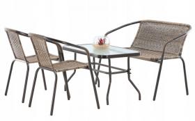 ZESTAW MEBLI OGRODOWYCH  STOLIK + SOFA+ 2 KRZESŁA