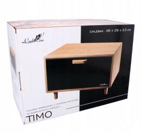 CHLEBAK TIMO  BAMBUSOWY Z POKRYWĄ METALOWĄ NA BAMBUSOWYCH NÓŻKACH 36 x 26 x 23 cm CZARNY MAT