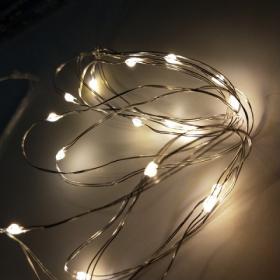 ŁAŃCUCH ŚWIETLNY DRUT DEKORACYJNY NA BATERIE Z 40 LAMPKAMI LED 