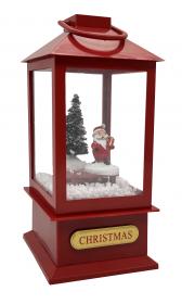 ŚWIĄTECZNY LAMPION 9 x 9 x 23 cm Z WKŁADEM LED POZYTYWKA  BIAŁY Z BAŁWANEM / CZERWONY Z MIKOŁAJEM