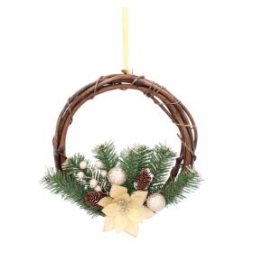 WIENIEC ŚWIĄTECZNY WISZĄCY 30 CM RATTAN ZŁOTY