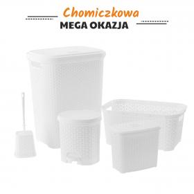Zestaw łazienkowy  5 elementów, biały rattan