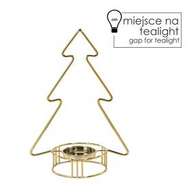 ŚWIECZNIK METALOWY NA TEALIGHT ZŁOTY  CHOINKA 22.6 CM 