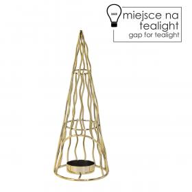 ŚWIECZNIK METALOWY NA TEALIGHT ZŁOTY  CHOINKA 20.7 CM 