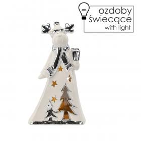 FIGURKA BOŻONAR.  RENIFER Z PREZENTEM 20.5 CM LED 
