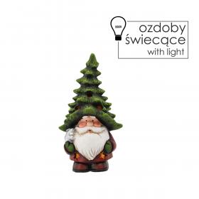 FIGURKA BOŻONAR.  MIKOŁAJ W CZAPCE CHOINKA 21.5 CM LED 
