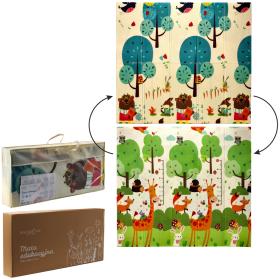 DWUSTRONNA MATA EDUKACYJNA 180x200x1 CM SKŁADANA ZWIERZĘTADRZEWA + TORBA 