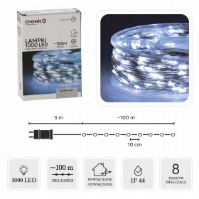 LAMPKI LED DRUCIKI NA SZPULI 1000L ZIMNY BIAŁY, DŁ. 3 + 100 M 