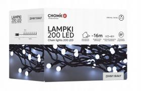 LAMPKI LED KULKI 200L ZIMNY BIAŁY, DŁ. 3 + 16 M