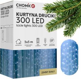 KURTYNA ŚWIETLNA DRUCIKI 300L ZIMNY BIAŁY, 3 x 3 M, USB, Z PILOTEM
