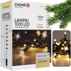 LAMPKI LED 1000L CIEPŁY BIAŁY + ZIMNY FLASH, DŁ. 3 + 50 M WEWN/ZEWN