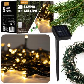 LAMPKI LED SOLARNE 200L CIEPŁY BIAŁY, DŁ. 2 + 20 M