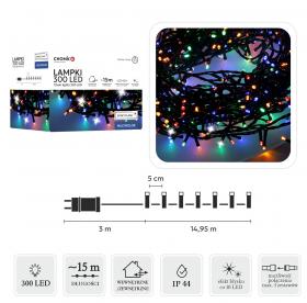 LAMPKI LED 300L MULTIKOLOR + ZIMNY FLASH, DŁ. 3 + 15 M WEWN/ZEWN
