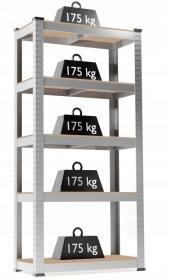 ZESTAW DWÓCH REGAŁÓW 5POZIOMOWYCH 180 x 90 x 40 CM UDŹWIG PÓŁKI: 175 KG