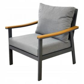 ZESTAW MEBLI OGRODOWYCH LUBLANA ALUMINIOWY SOFA 2 FOTELE STOLIK SZARY