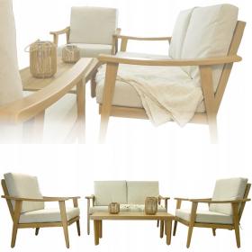 ZESTAW MEBLI OGRODOWYCH TIRANA ALUMINIOWY SOFA 2 FOTELE STOLIK BEŻOWY
