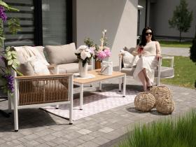ZESTAW MEBLI OGRODOWYCH ALUMINIOWYCH BELGRAD SOFA FOTELE STOLIK