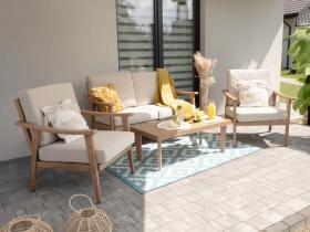 Zestaw Mebli Aluminiowych Tirana Garden Line Beżowy z Beżowymi Poduszkami  (Sofa + 2 Fotele + Stolik) 