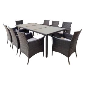 Zestaw Mebli Ogrodowych (8 Foteli + Stół) Kolor Brązowy Garden Line 