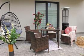 Zestaw Mebli Rattanowych Garden Line Brązowy (Stół + 4 Krzesła + Beżowe Poduszki)