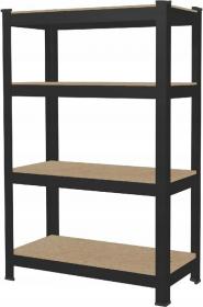 Regał 4Poziomowy Czarny 150 x 70 x 30 cm Udźwig Półki: 150 Kg