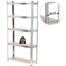 Regał 5Poziomowy 200 x 90 x 40 cm Udźwig Półki: 175 KG