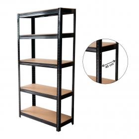 Regał 5Poziomowy Czarny 180 x 90 x 40 cm Udźwig Półki: 175 KG 