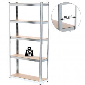 Regał 5Poziomowy 220 x 90 x 40 cm Udźwig półki: 175 KG 